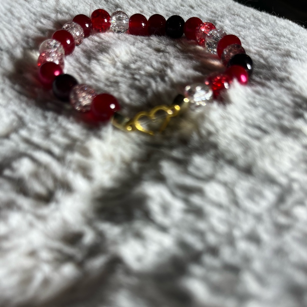 Chic Red And Gold Beaded Bracelet